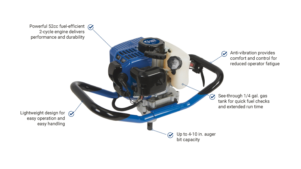 Powerhorse 1-Person Earth Auger Powerhead - 52cc 2-Cycle Gas Engine Product Specs Image